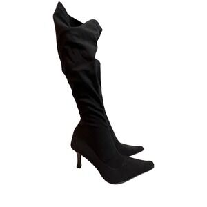 Martinez‎ Valero Black Boots Stiletto Heel Size 6.5 soft form-fitting